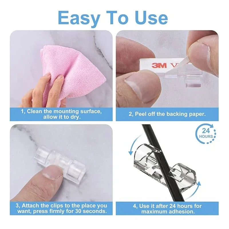 20/40Pcs Cable Clips with Strong Self-Adhesive Cable Management