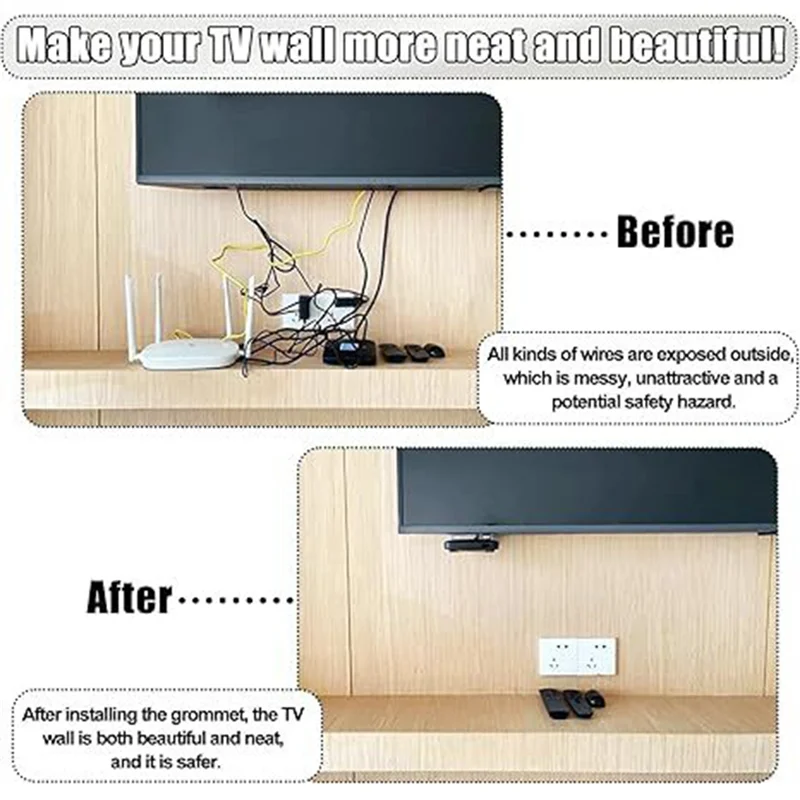 6PCS TV Cord Hider 2-3/8"(60Mm) In Wall Cable Management Kit Cord