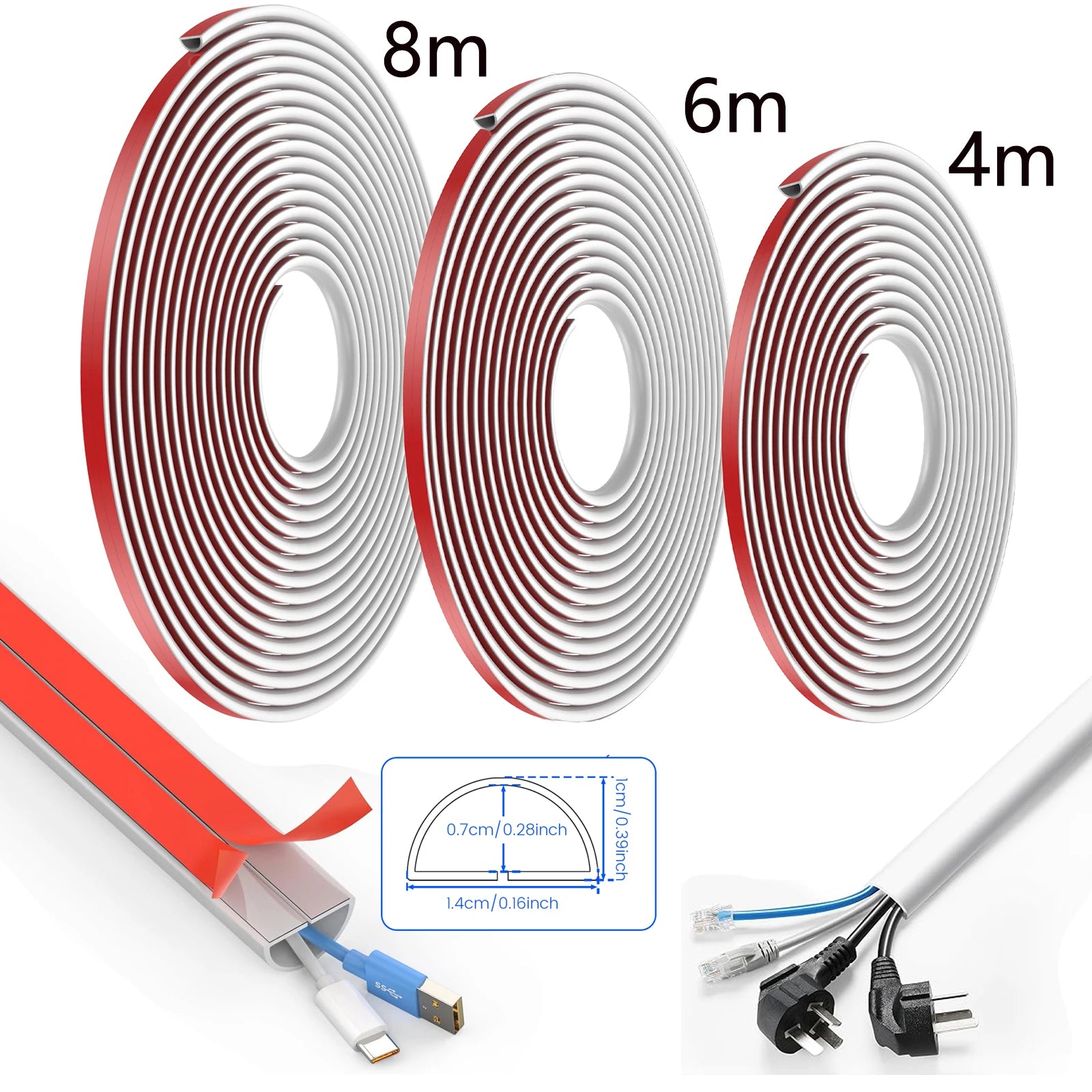 Wall Cord Hider 4/6/8m Self-Adhesive Cord Covers