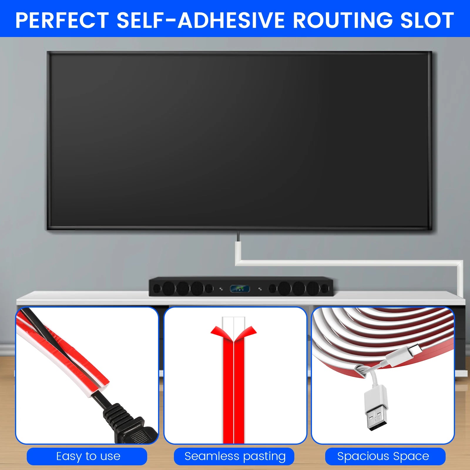 Wall Cord Hider 4/6/8m Self-Adhesive Cord Covers