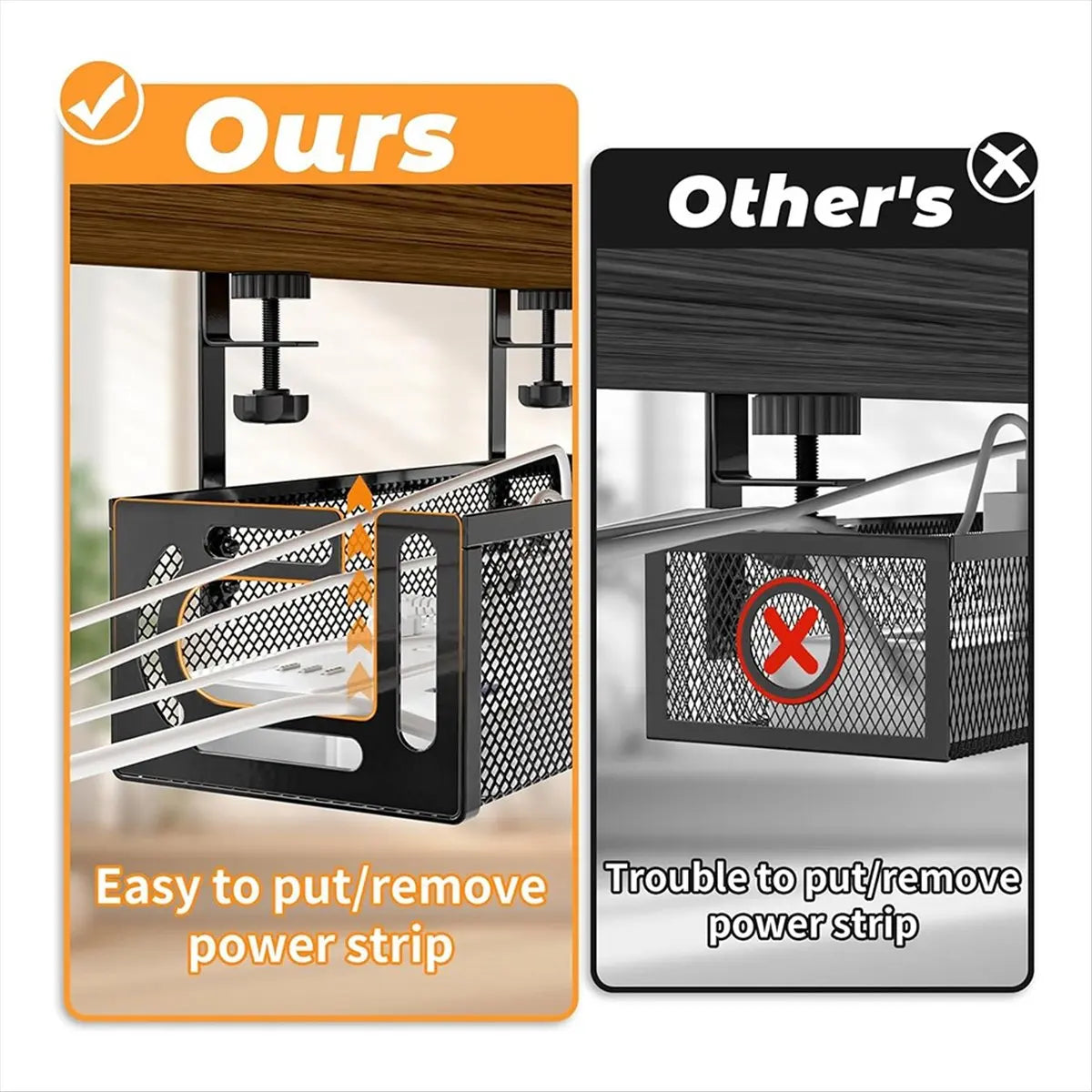 Under Desk Cable Management Tray, Cord Organizer