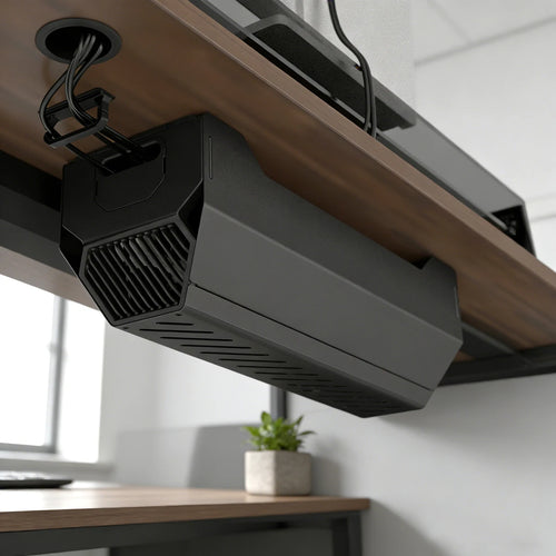 Black Desk Cable Management Ventilated Cord Holder for Home & Office with Power Strip