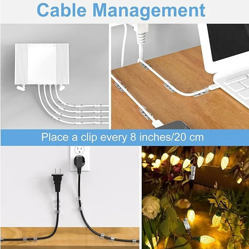 20/40Pcs Cable Clips with Strong Self-Adhesive Cable Management