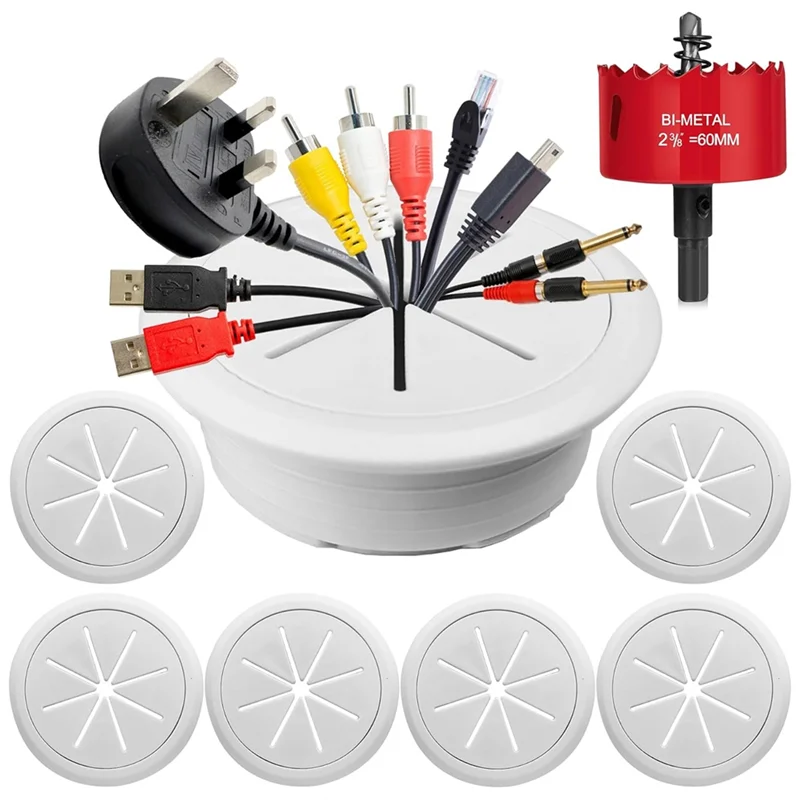 6PCS TV Cord Hider 2-3/8"(60Mm) In Wall Cable Management Kit Cord